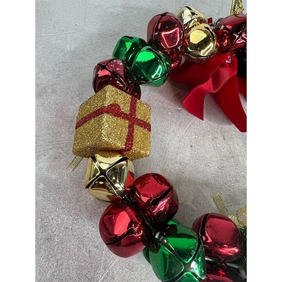 Christmas Jingle Bell Wreath Multicolor Holiday Door Decoration - Picture 9 of 15